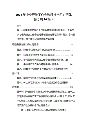 2024年中央经济工作会议精神学习心得体会范文14篇（最新版）.docx