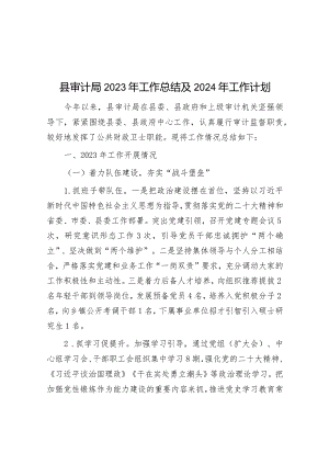 县审计局2023年工作总结及2024年工作计划&镇2022年度工作总结及2023年工作计划.docx