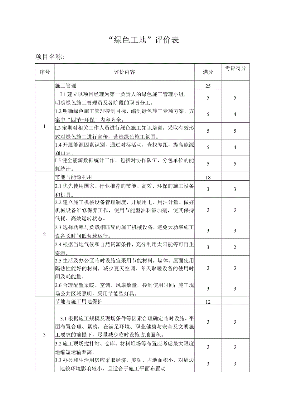 绿色工地评价表.docx_第1页