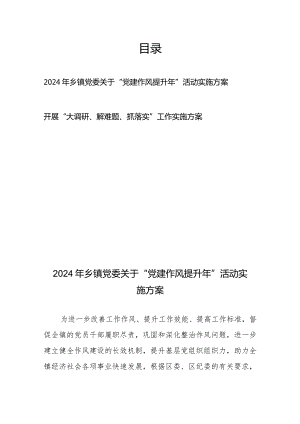 2024年乡镇党委关于“党建作风提升年”活动实施方案+开展“大调研、解难题、抓落实”工作实施方案.docx