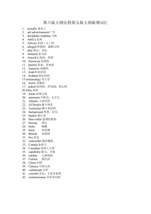 （中英文）第六版大纲对比第五版大纲新增词汇.docx