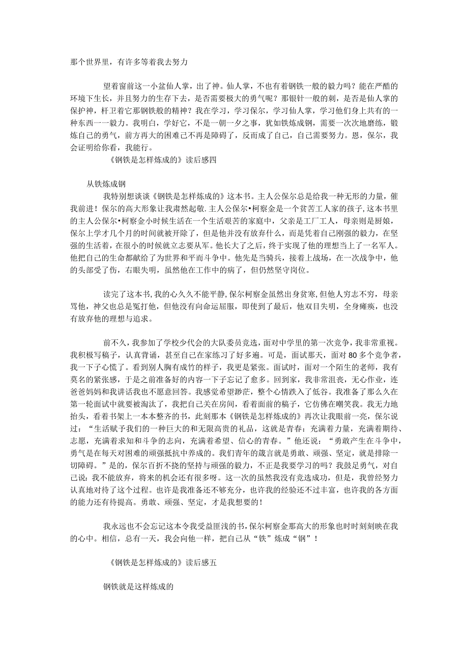 2024年八年级下学期名著阅读《钢铁是怎样炼成的》读书笔记8篇.docx_第3页