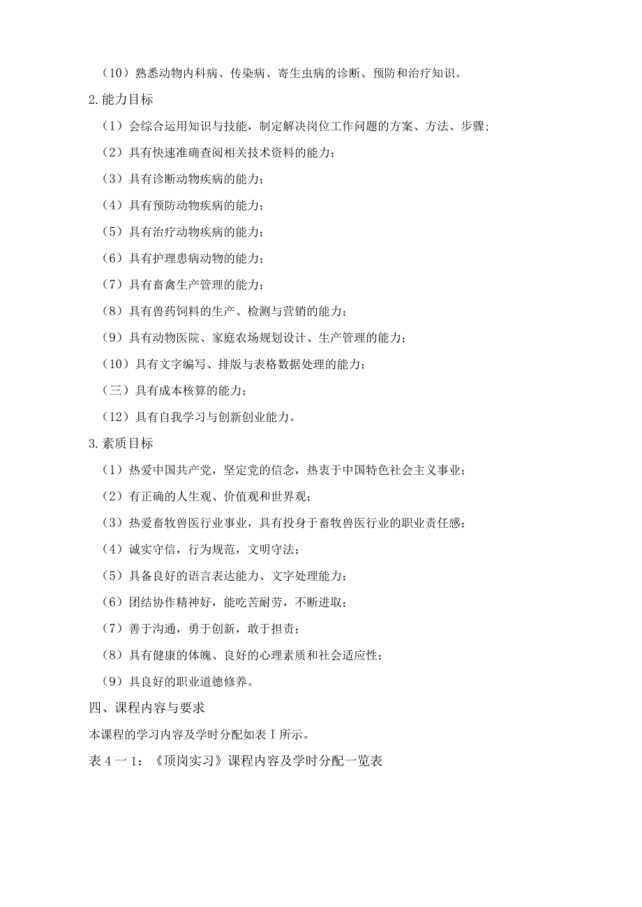《畜牧兽医专业顶岗实习》课程标准.docx_第3页