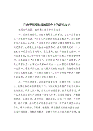 在市委巡察动员部署会上的表态发言【壹支笔文库】&在十三届县委第二轮巡察工作动员部署会上的讲话.docx