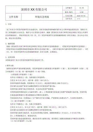 XX公司环境保护应急预案.docx