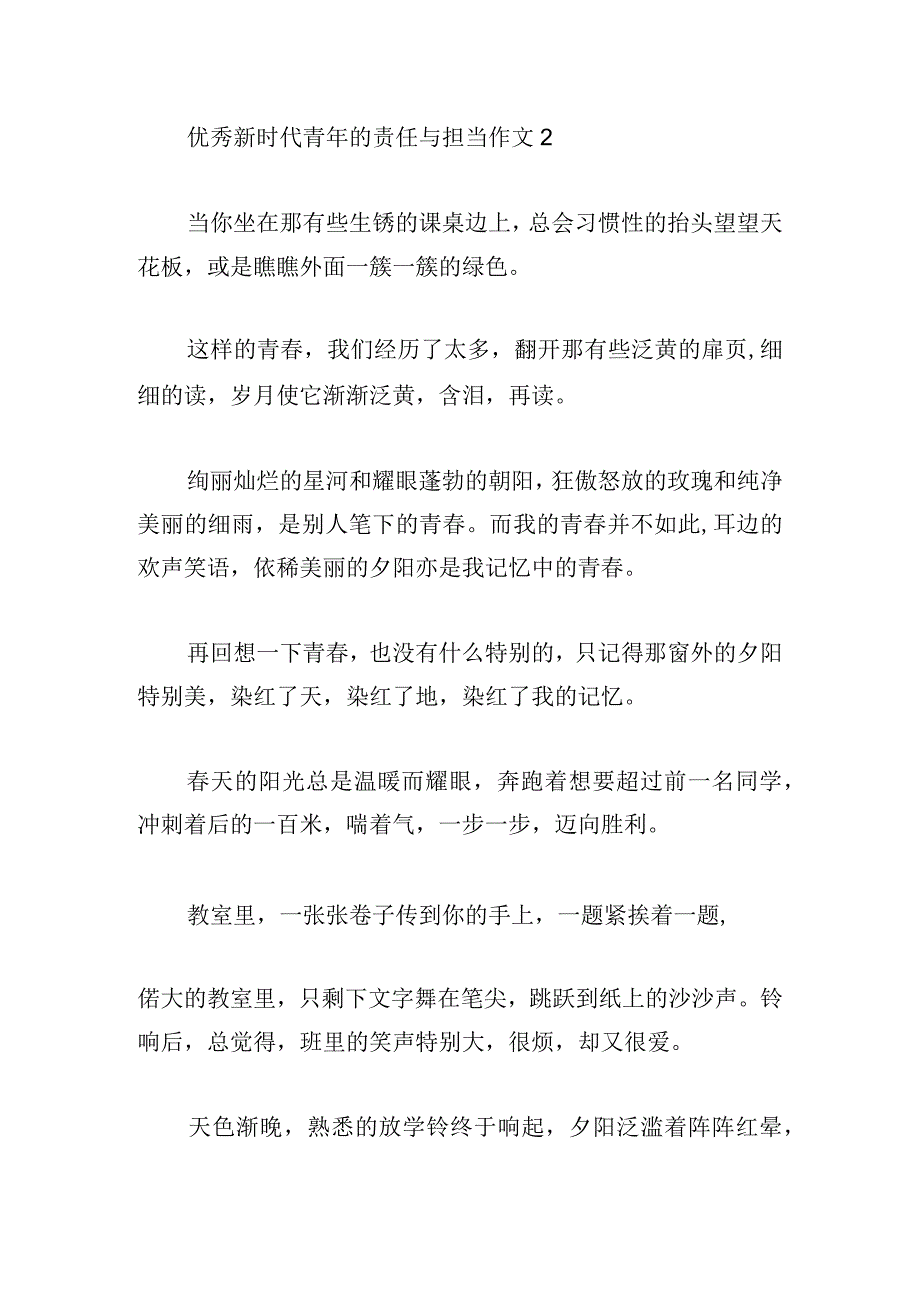 优秀新时代青年的责任与担当作文四篇.docx_第3页