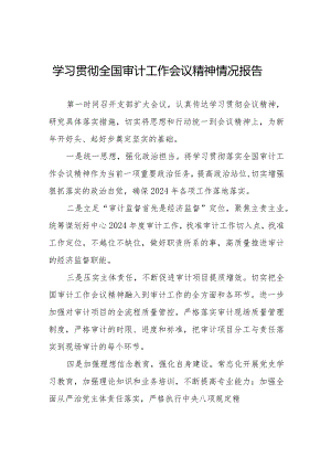 学习贯彻2024全国审计工作会议精神的工作报告十五篇.docx