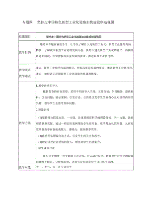 2024春形势与政策教案专题四 坚持走中国特色新型工业化道路 加快建设制造强国.docx