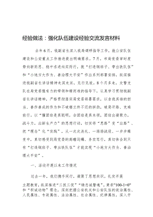 经验做法：强化队伍建设经验交流发言材料.docx