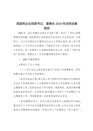 2024年度述责述廉报告（国有企业党委书记、董事长）.docx