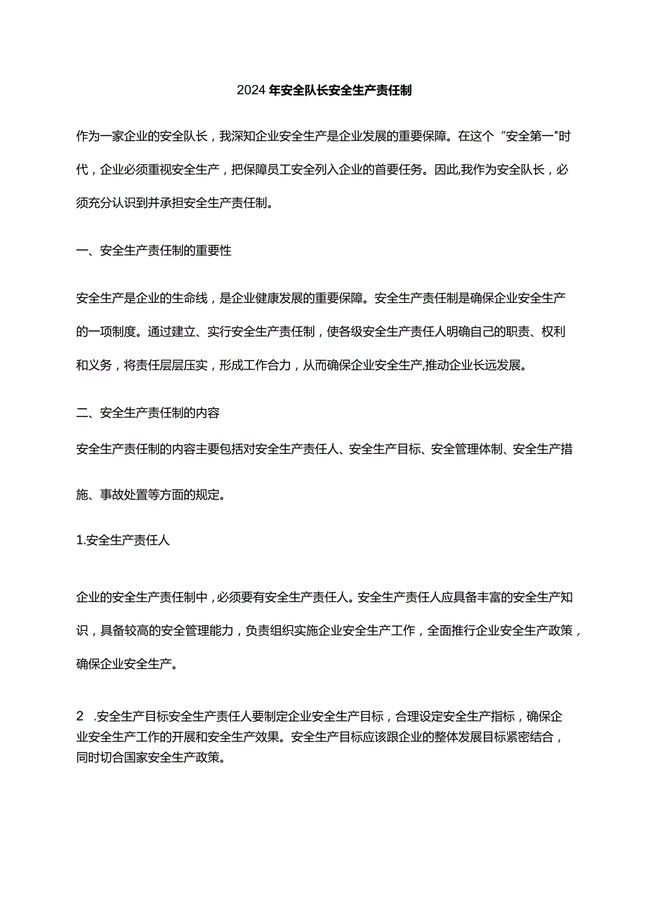 2024年安全队长安全生产责任制.docx_第1页