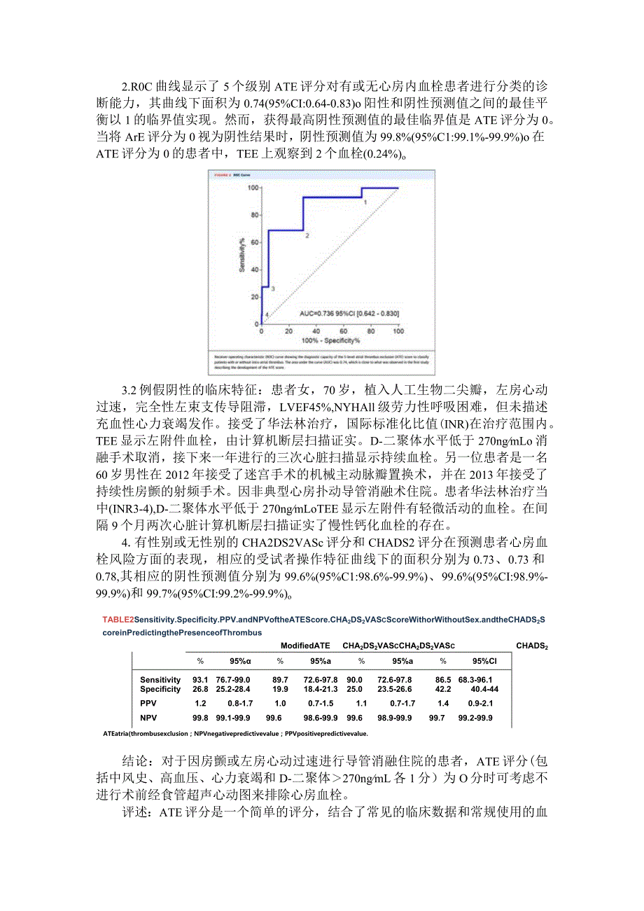 ATE 评分对心房颤动消融术前预测心房内无血栓的诊断准确性（房颤患者左房血栓发生率为零术前TEE可以取消吗）.docx_第3页