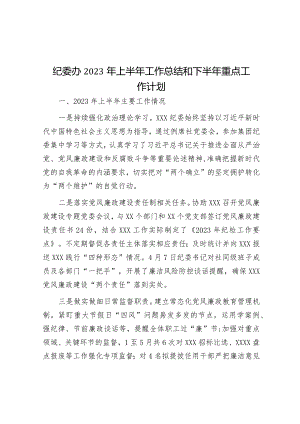 纪委办2023年上半年工作总结和下半年重点工作计划&县科学技术局2023年工作总结及2024年工作计划.docx