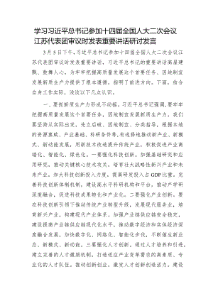 江苏代表团审议时发表重要讲话研讨发言.docx