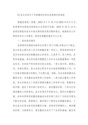 XX县水务局关于巡察整改阶段性进展情况的通报.docx