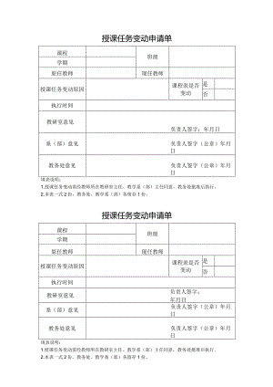 XX应用技术学院授课任务变动申请单（2024年）.docx