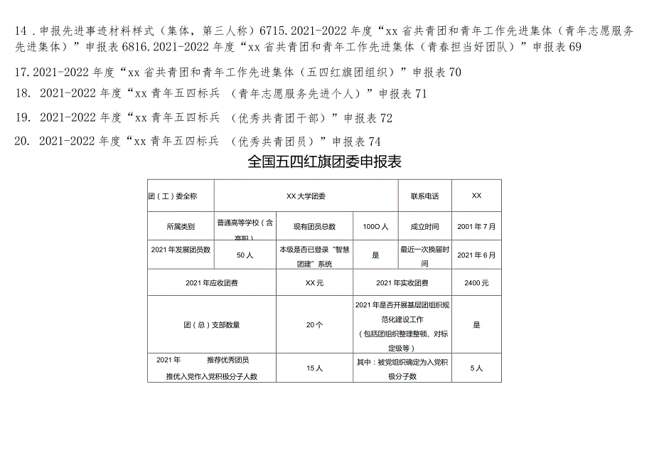 五四红旗团委、五四红旗团支部、优秀共青团员、优秀共青团干部等申报表汇编（20个）.docx_第2页