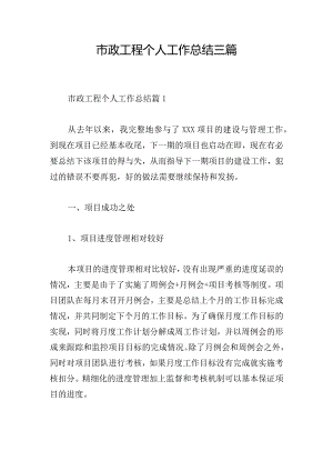 市政工程个人工作总结三篇.docx