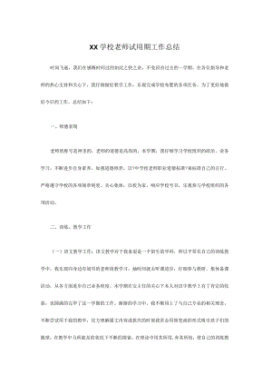 XX学校老师试用期工作总结.docx