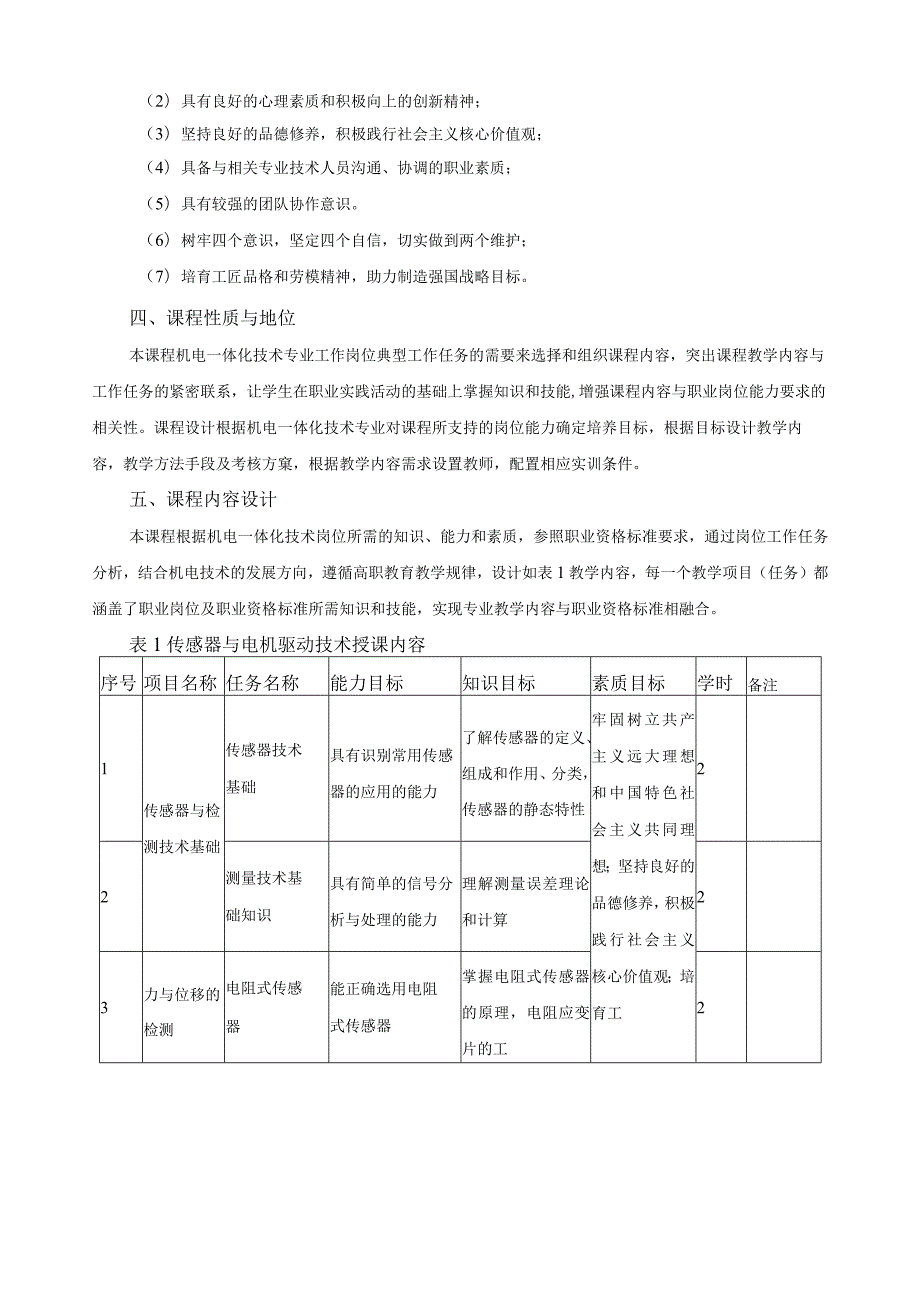 《传感器与电机驱动技术》课程标准.docx_第2页