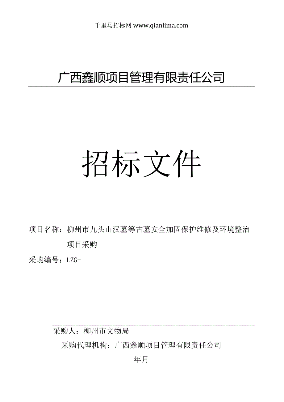 汉墓等古墓安全加固保护维修招投标书范本.docx_第1页