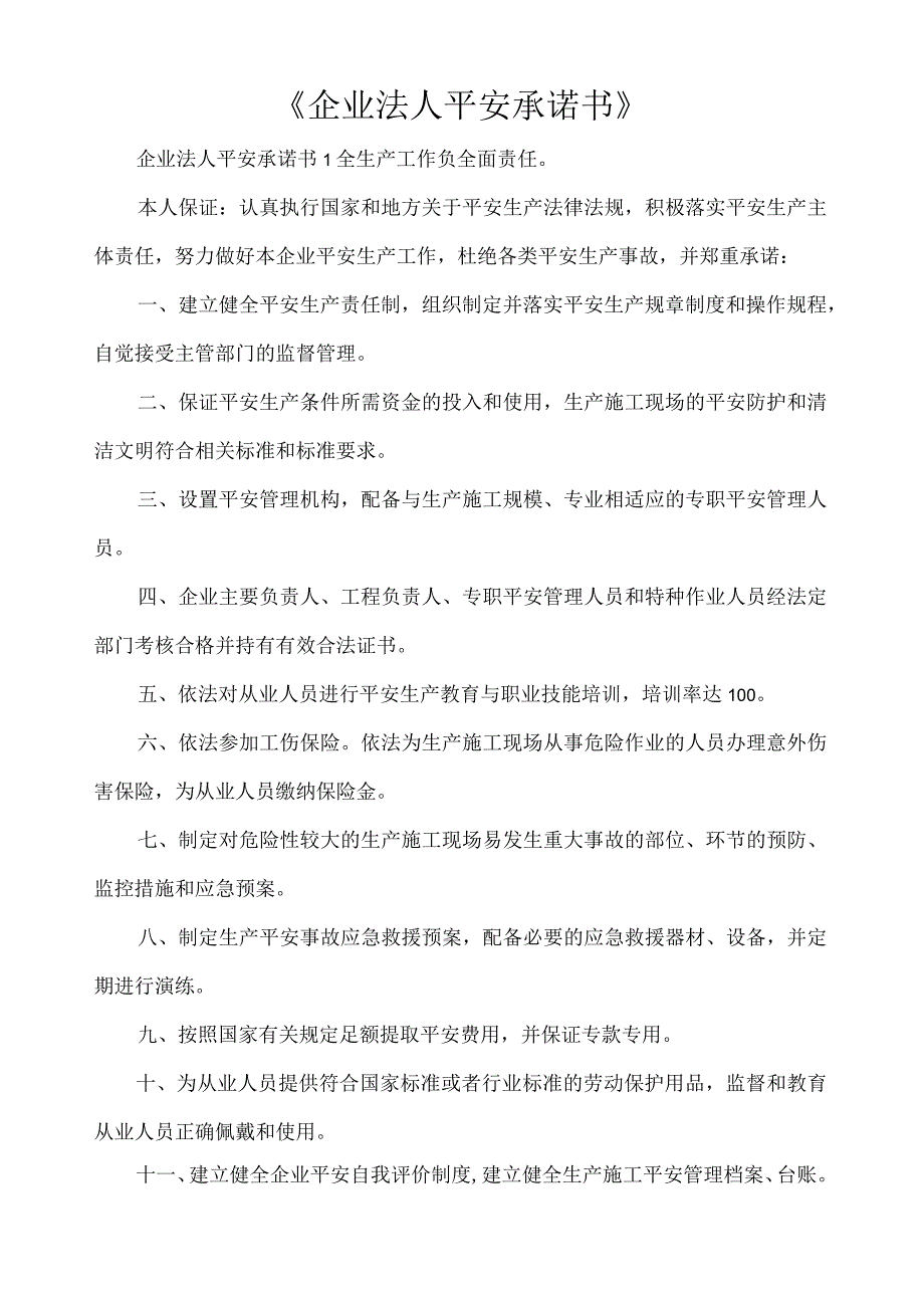 《企业法人安全承诺书》.docx_第1页