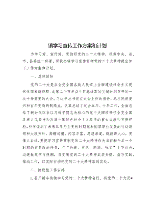 镇学习宣传工作方案和计划&妇女联合会2023年上半年工作总结和下半年重点工作计划.docx