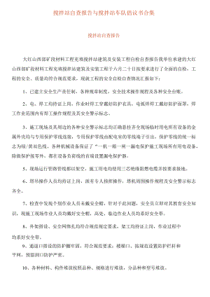 搅拌站自查报告与搅拌站车队倡议书合集.docx