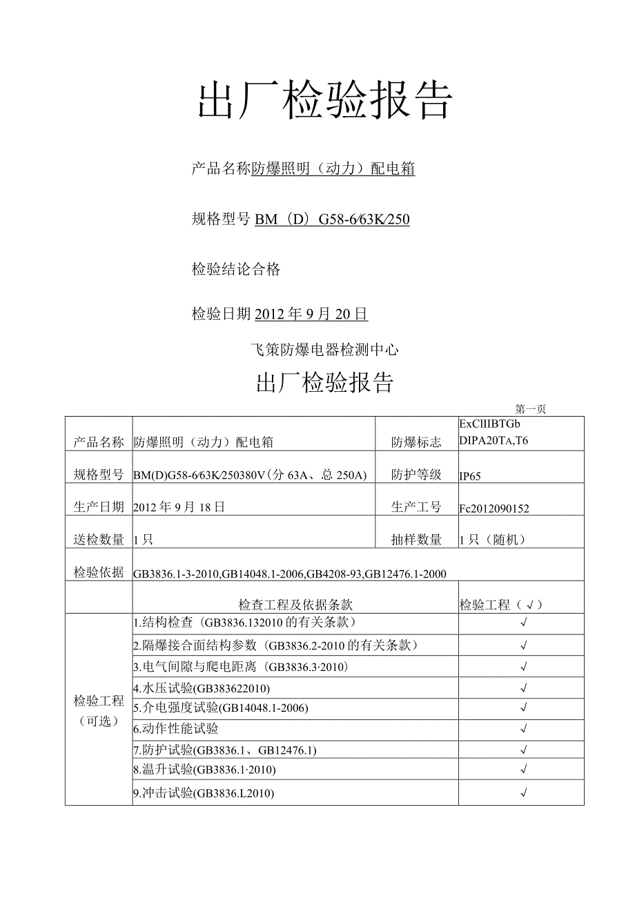 检验报告(配电箱).docx_第1页