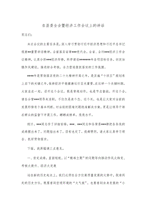 在县委全会暨经济工作会议上的讲话【 】.docx