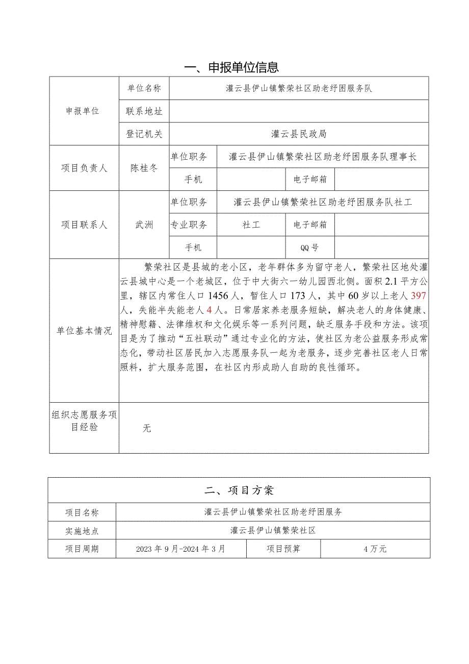 繁荣社区志愿服务队 助老纾困服务 项目书.docx_第2页