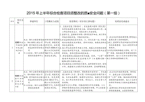 2015上半年综合检查项目须整改的质量安全问题.docx