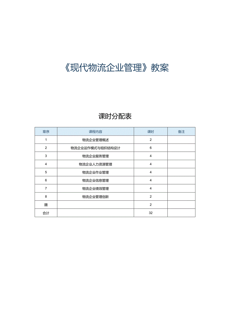 《现代物流企业管理》教案 第一章 物流企业管理概述.docx_第1页