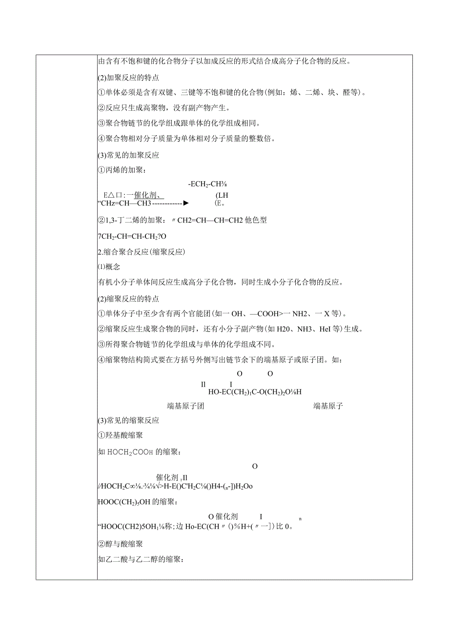 2023-2024学年人教版新教材选择性必修三 第五章第一节 合成高分子的基本方法 教案.docx_第2页