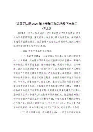 某县司法局2023年上半年工作总结及下半年工作计划&镇2022年工作总结和2023年工作计划.docx