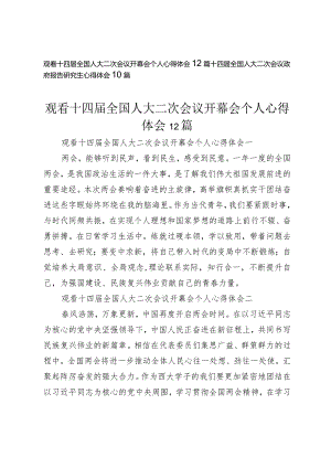 （20篇）观看十四届全国人大二次会议开幕会个人心得体会十四届全国人大二次会议政府报告研究生心得体会.docx