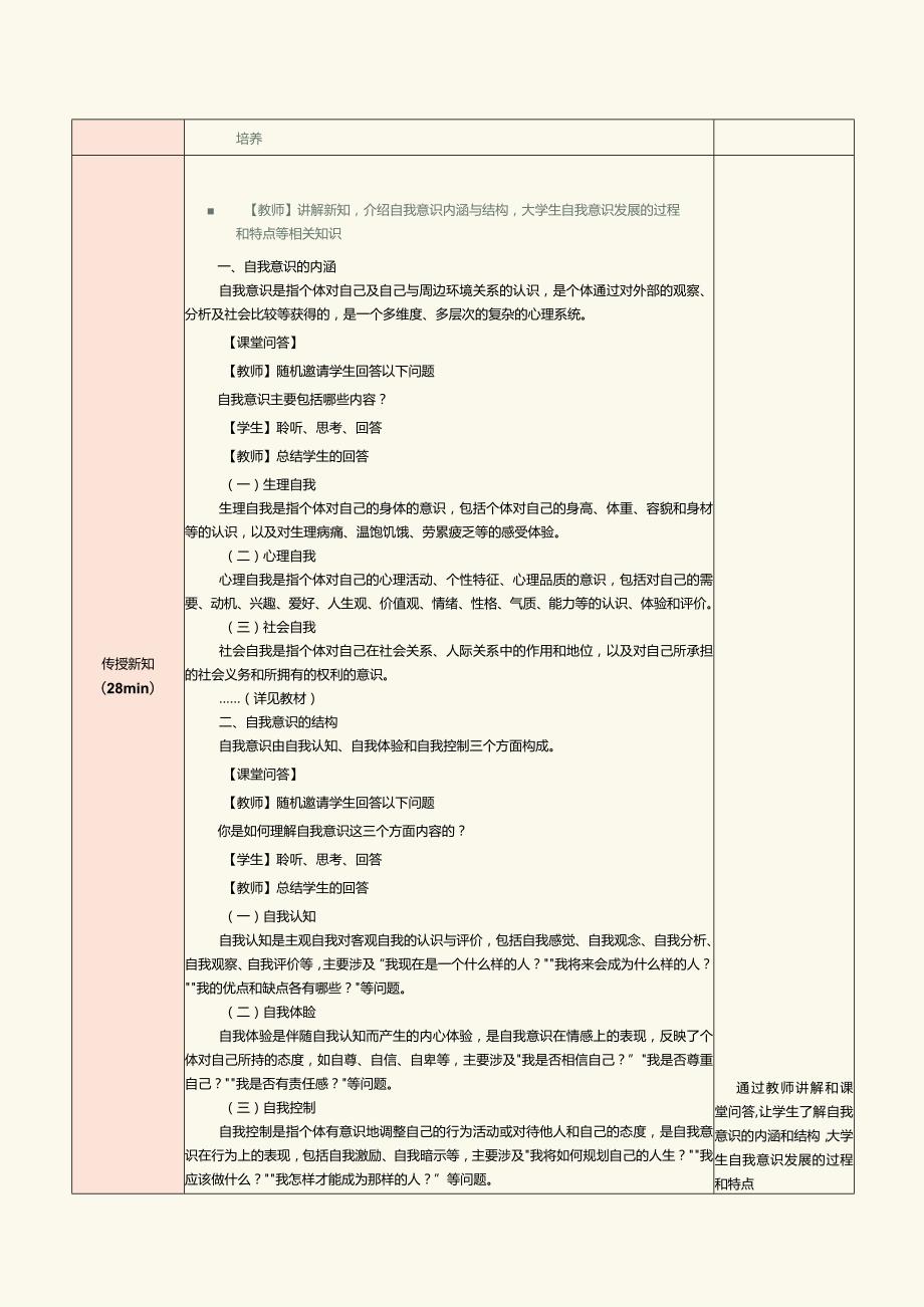 《大学生心理健康教育》教案 第3章 认识自我悦纳自我——大学生自我意识发展与培养.docx_第2页