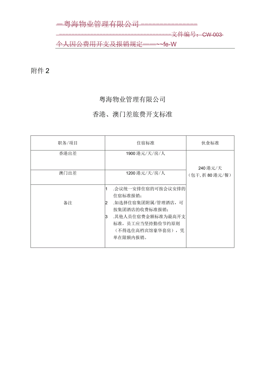 附件2_粤海物业管理有限公司香港、澳门差旅费开支标准.docx_第1页