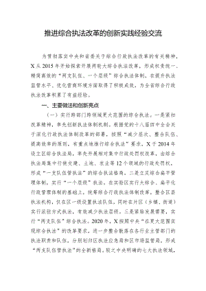 推进综合执法改革的创新实践经验交流.docx