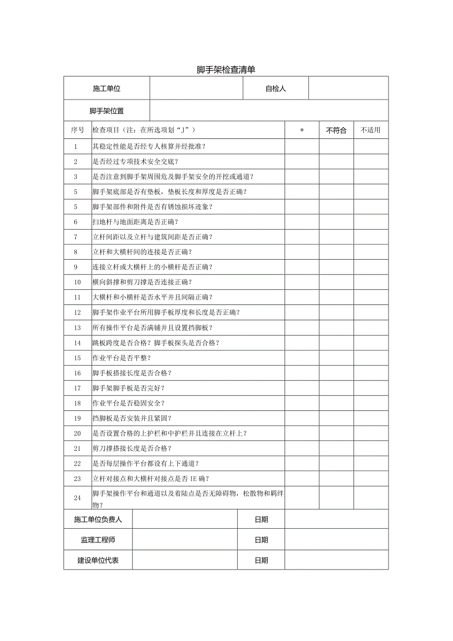 脚手架检查清单.docx_第1页