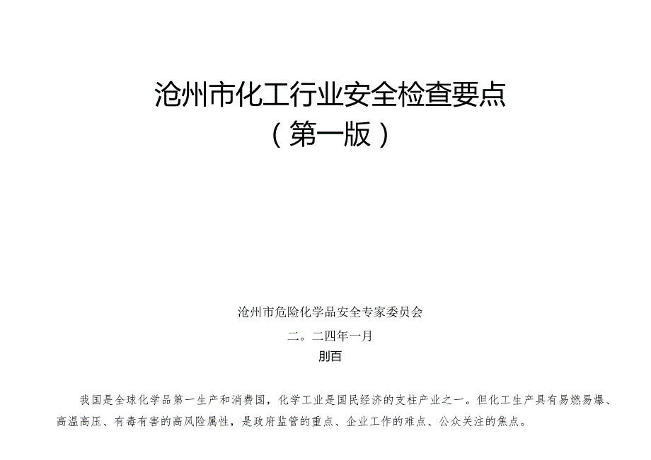 沧州市化工行业安全检查要点2024.docx_第1页