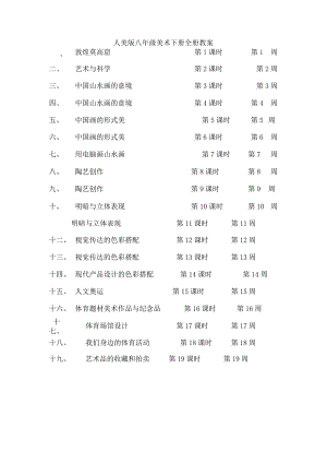 最全人美版初中美术八年级下册全册教案.docx