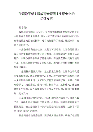 在领导干部主题教育专题民主生活会上的点评发言.docx