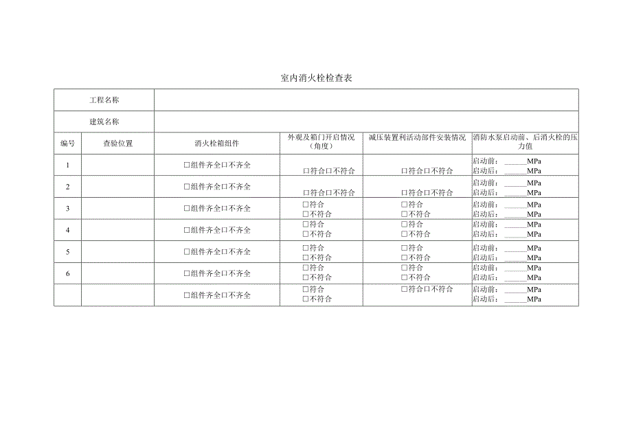 室内消火栓检查表.docx_第1页