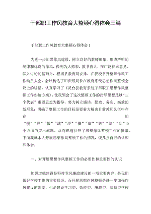 干部职工作风教育大整顿心得体会三篇.docx