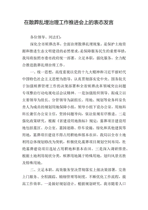 在散葬乱埋治理工作推进会上的表态发言.docx