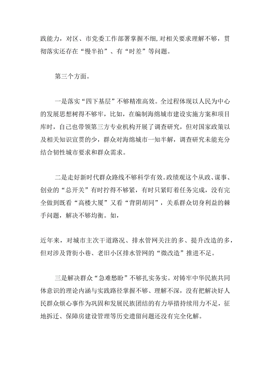 市局副职2024年主题教育专题民主生活会对照检查发言提纲.docx_第3页