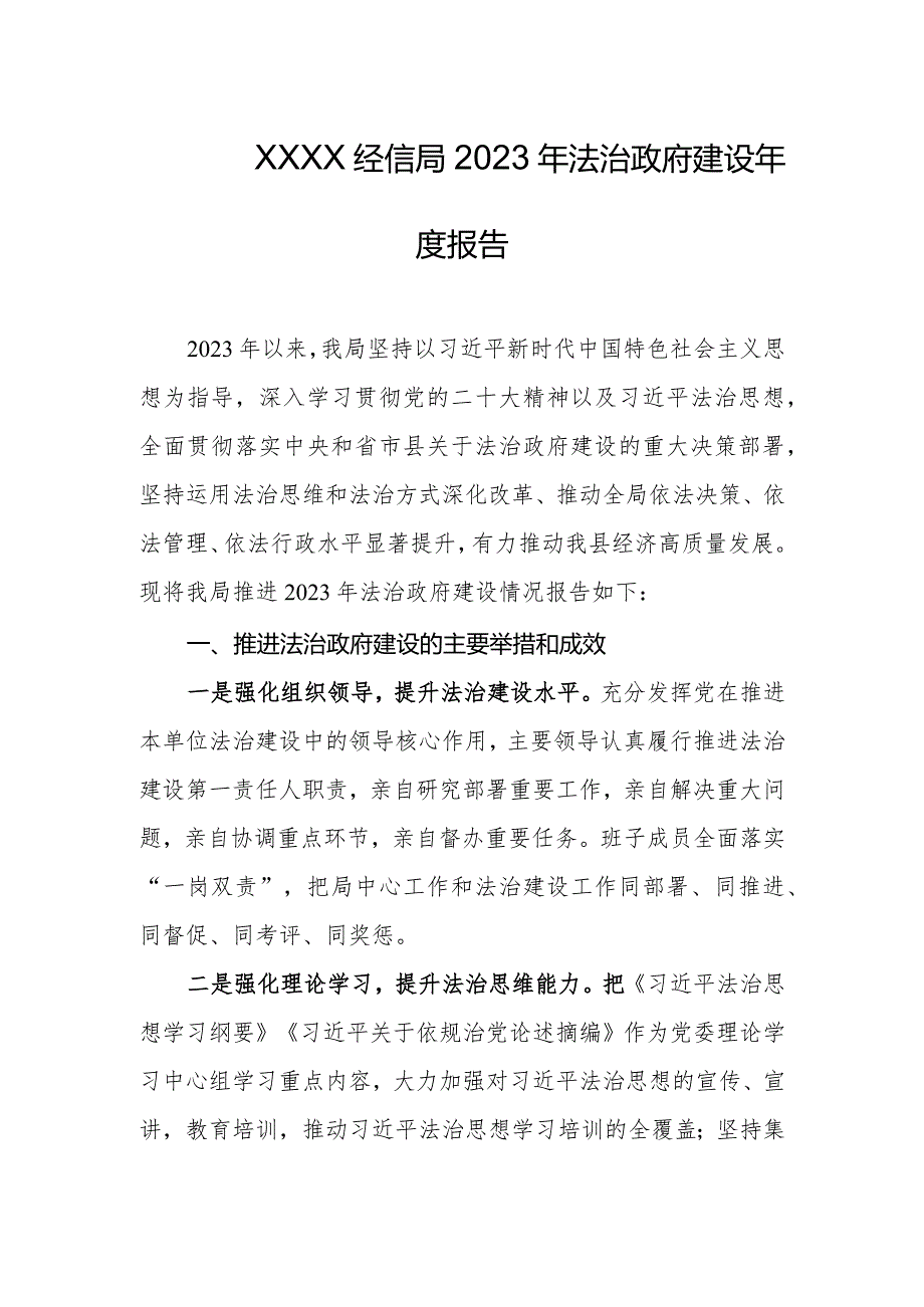 经信局2023年法治政府建设年度报告.docx_第1页