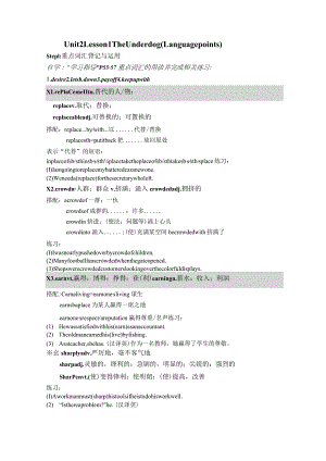 北师大版(2019)必修第一册 Unit 2 Sports and Fitness Lesson 1 The Underdog 知识点导学案.docx