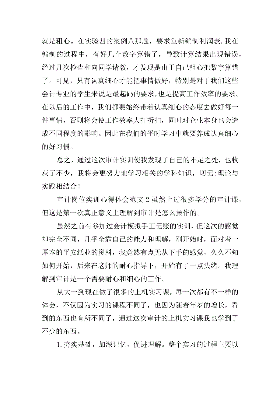 审计岗位实训心得体会范文五篇.docx_第3页